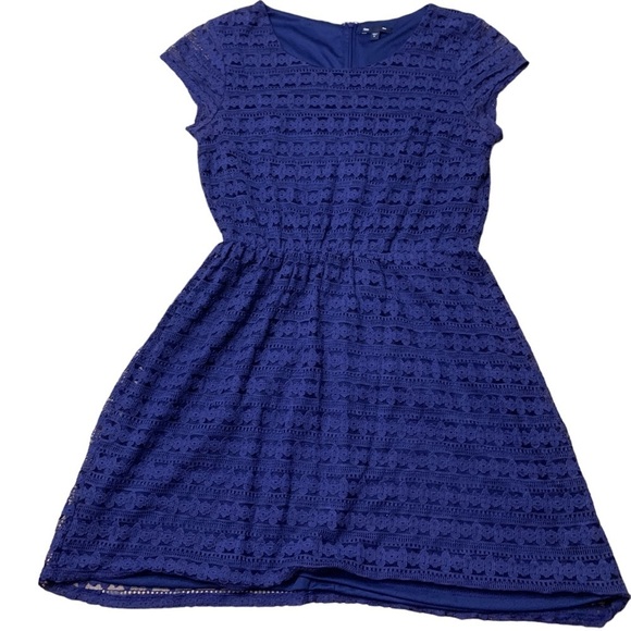 GAP | Knit Blue Dress Size 6 Elastic Waist Two Layer Cotton Blend - Picture 8 of 11